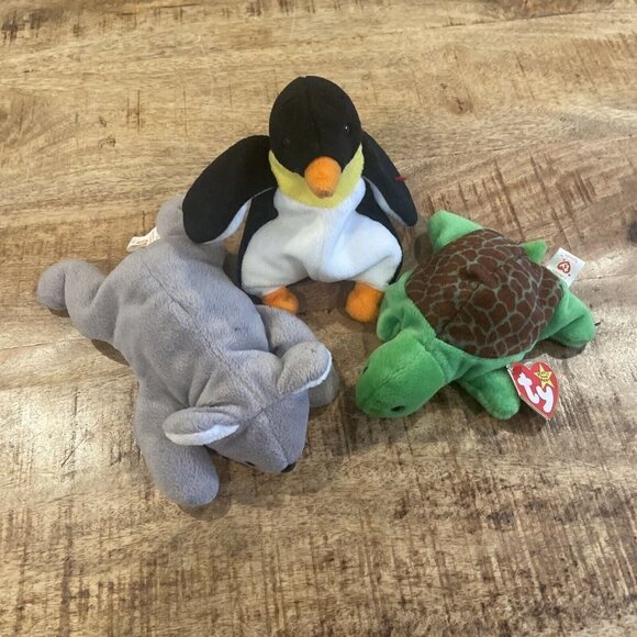 TY Beanie Babies Waddle Penguin Speedy Turtle Mel Koala Lot  Toy VTG  5" - Picture 2 of 12